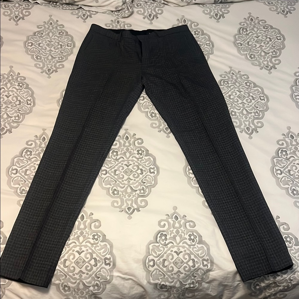 Theory Gray Plaid Dress Pants